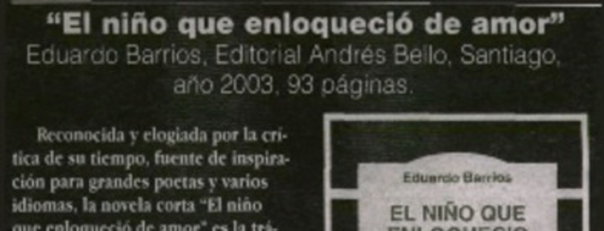"El niño que enloqueció de amor"