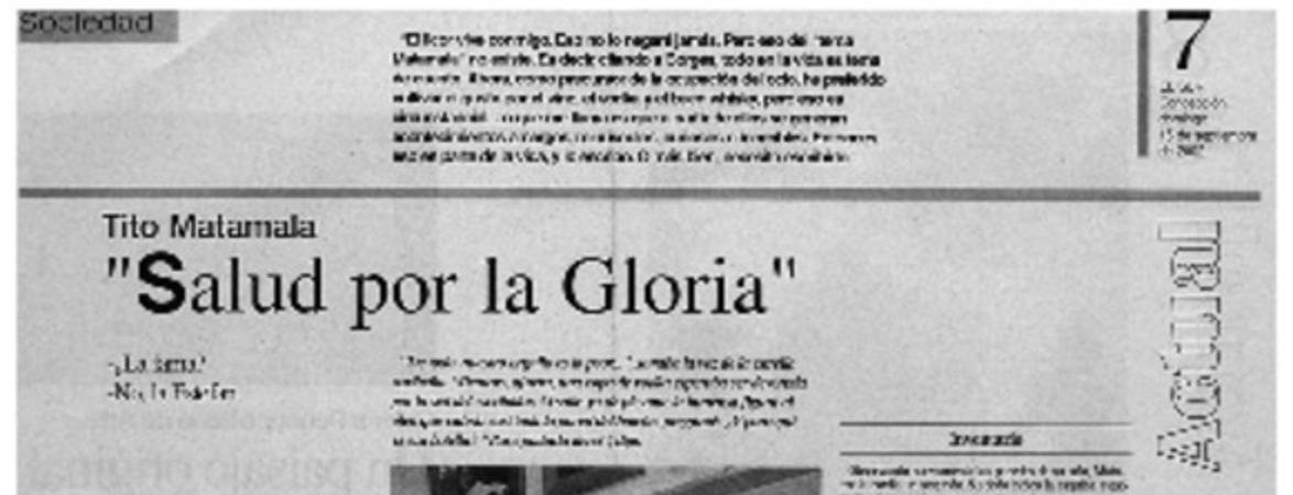 Salud por la gloria" : [entrevistas]