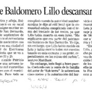 Restos de Baldomero Lillo descansarán en Lota