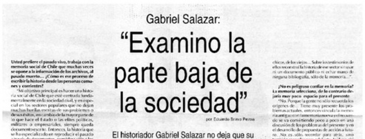"Examino la parte baja de la sociedad" [entrevistas]