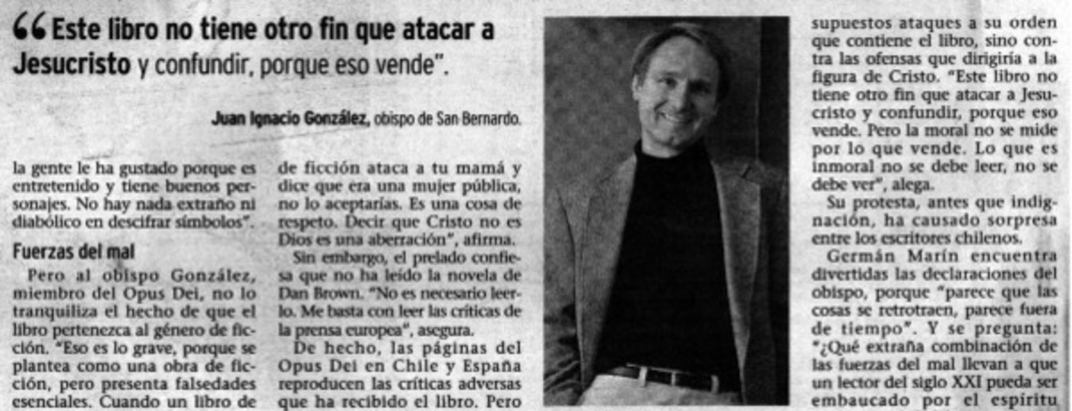 Este libro no tiene otro fin que atacar a Jesucristo y confundir, porque eso vende"