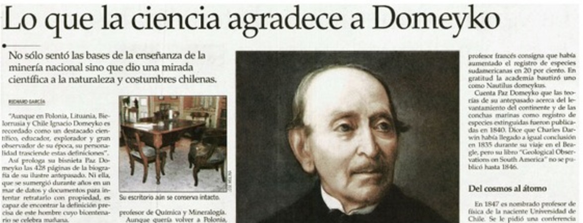 Lo que la ciencia agradece a Domeyko
