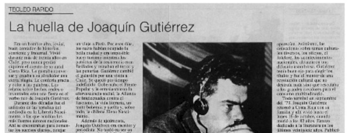 La huella de Joaquín Gutiérrez