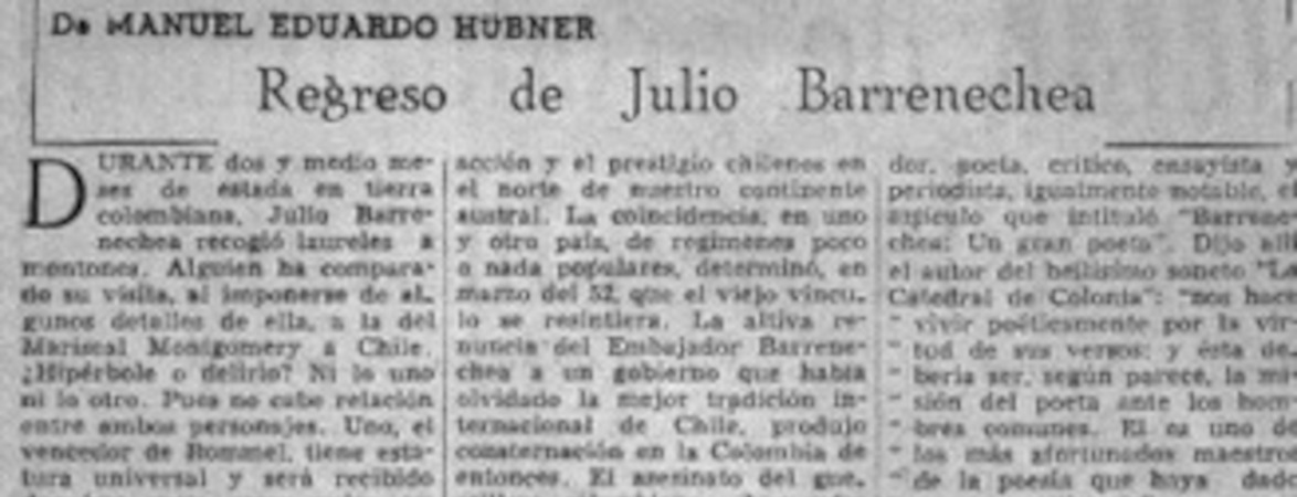 Regreso de Julio Barrenechea