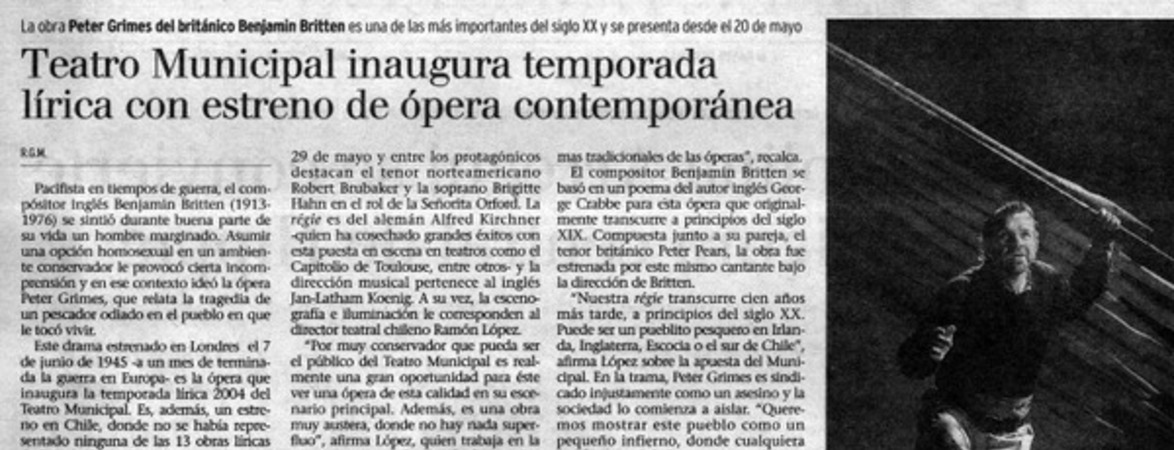 Teatro Municipal inaugura temporada lírica con estreno de ópera contemporánea