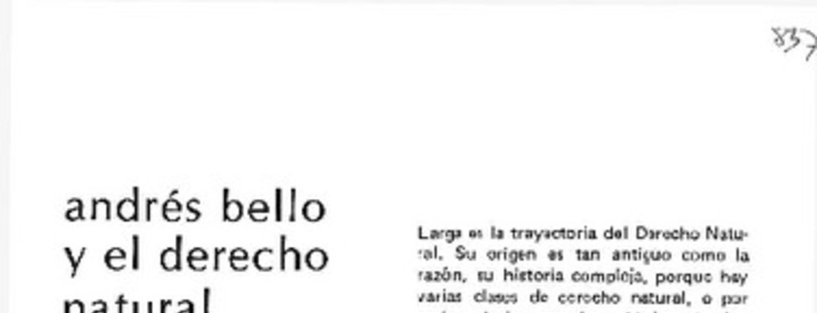 Andrés Bello y el derecho natural