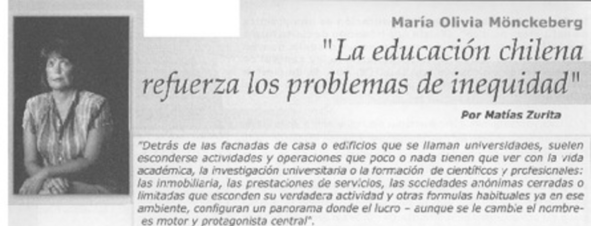 La educación chilena refuerza los problemas de inequidad" (entrevista)