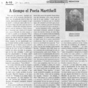 A tiempo el poeta Martthell