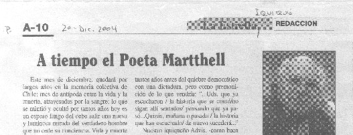 A tiempo el poeta Martthell