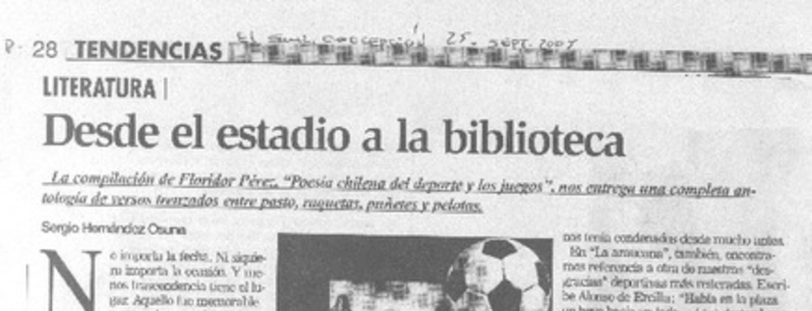 Desde el estadio a la biblioteca.