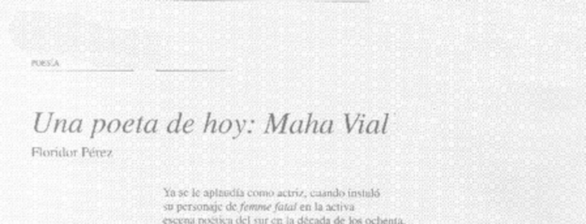 Una poeta de hoy : Maha Vial