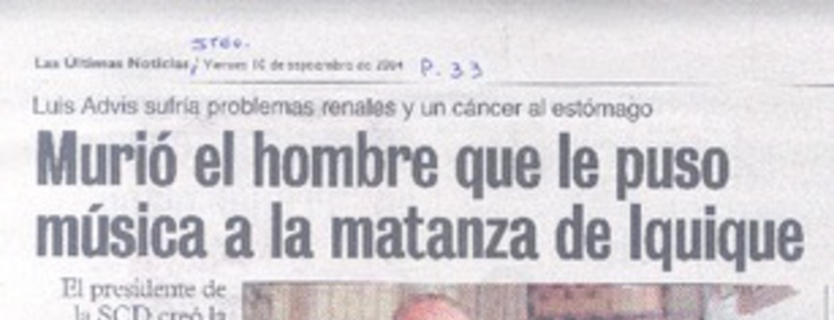 Murió el hombreque le puso música a la matanza de Iquique