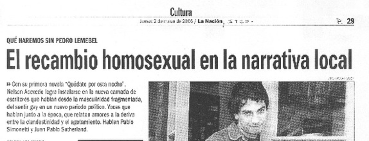 El recambio homosexual en la narrativa local