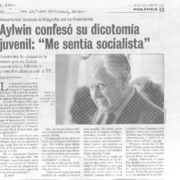 Aylwin confesó su dicotomía juvenil: "Me sentía socialista"