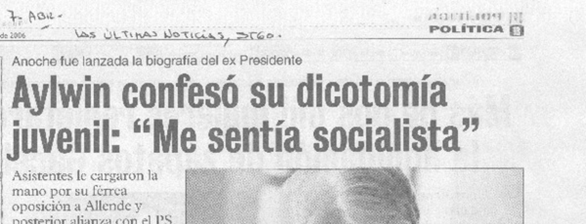 Aylwin confesó su dicotomía juvenil: "Me sentía socialista"