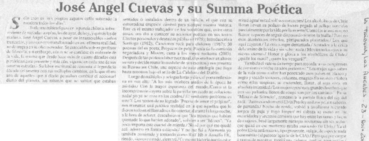 José Angel cuevas y su Summa Poética