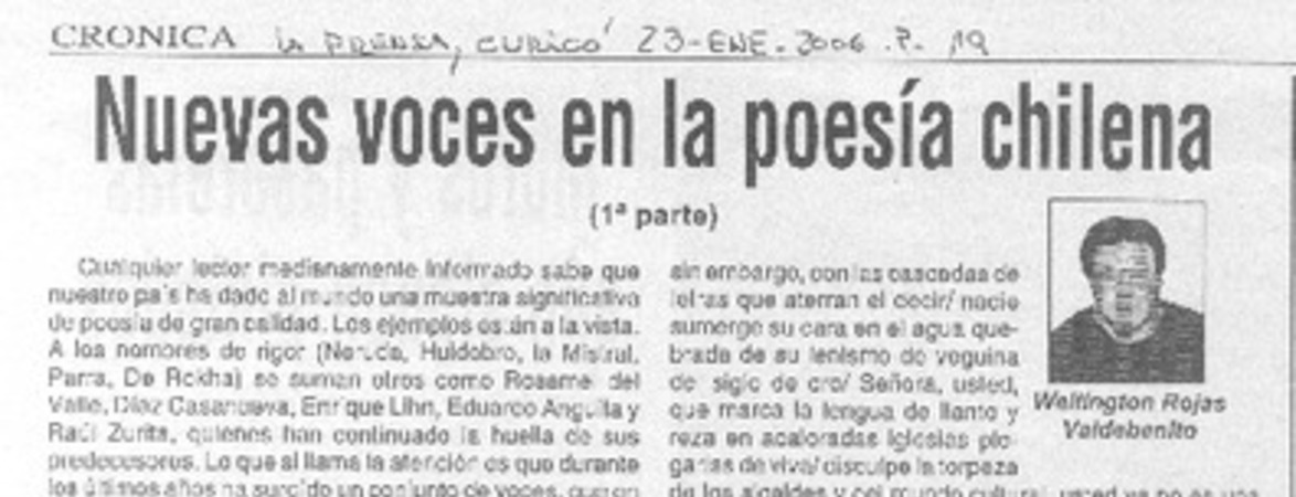 Nuevas voces en la poesía chilena (1ra. parte)