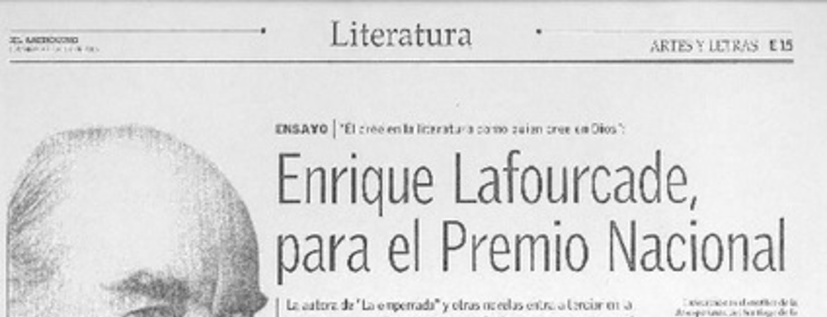 Enrique Lafourcade para el Premio Nacional