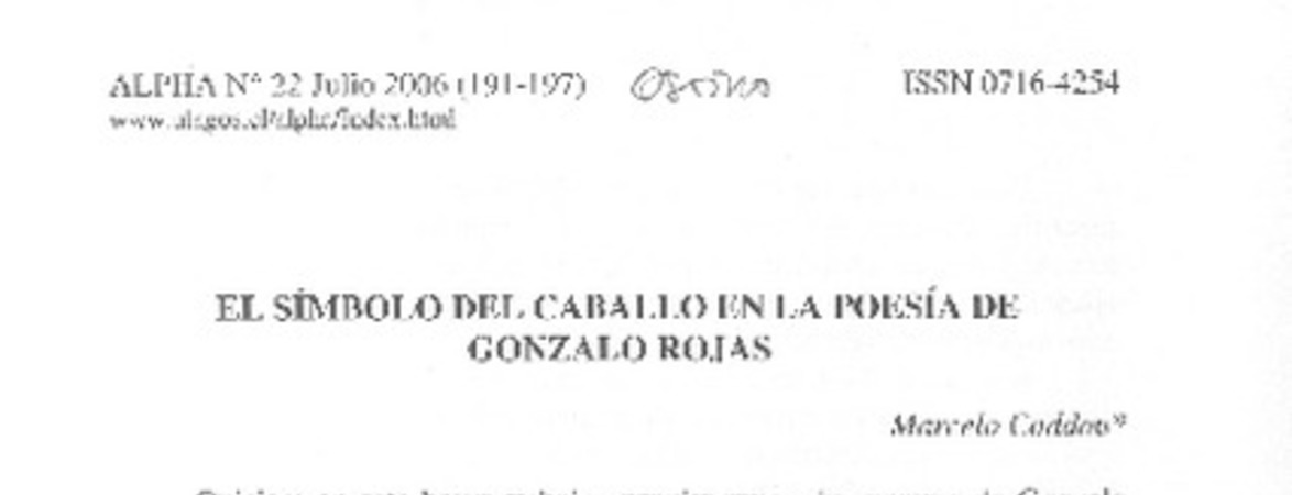 El símbolo del caballo en la poesía de Gonzalo Rojas