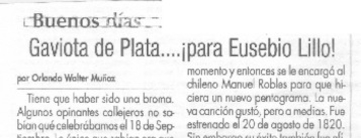 Gaviota de plata -- para Eusebio Lillo!