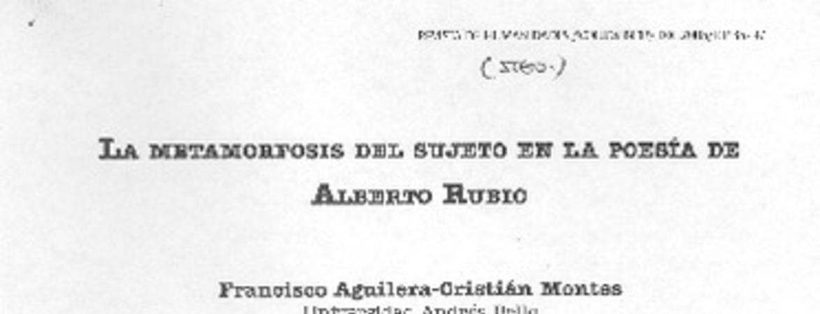 La metamorfosis del sujeto en la poesía de Alberto Rubio