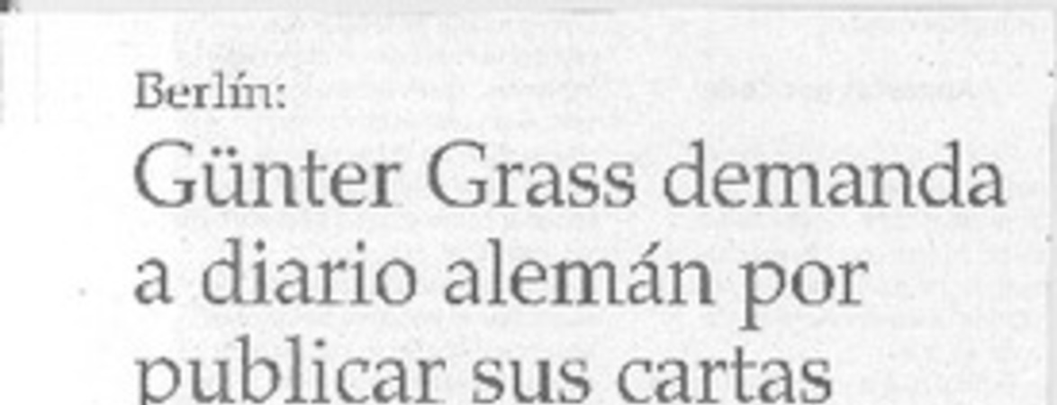 Günter Grass demanda a diario alemán por publicar sus cartas