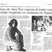 Autora de obra de Prat regresa al teatro con montaje inspirado en matanza en Nepal