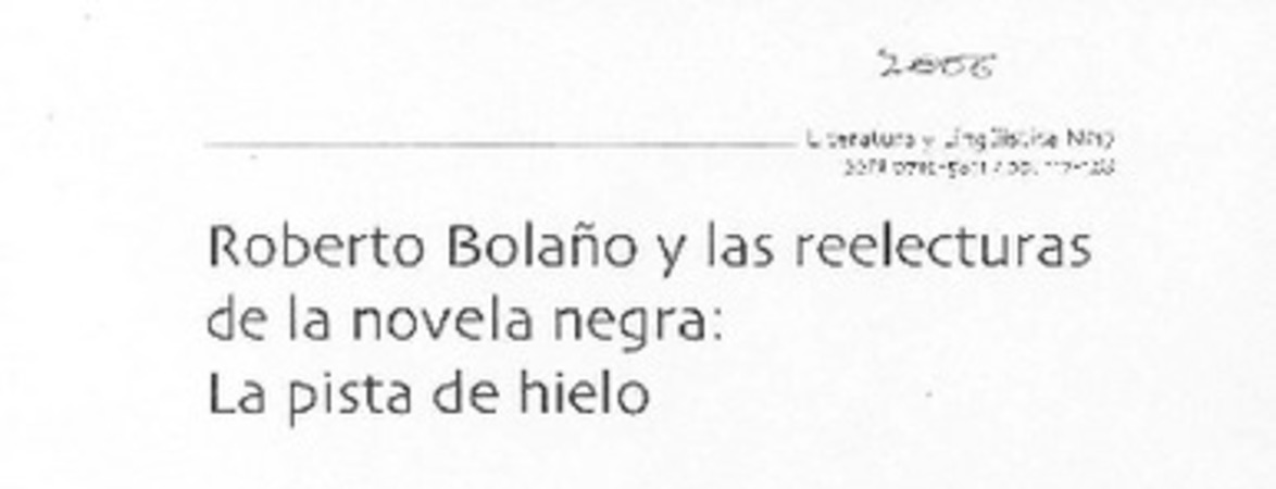 Roberto Bolaño y las reelecturas de la novela negra
