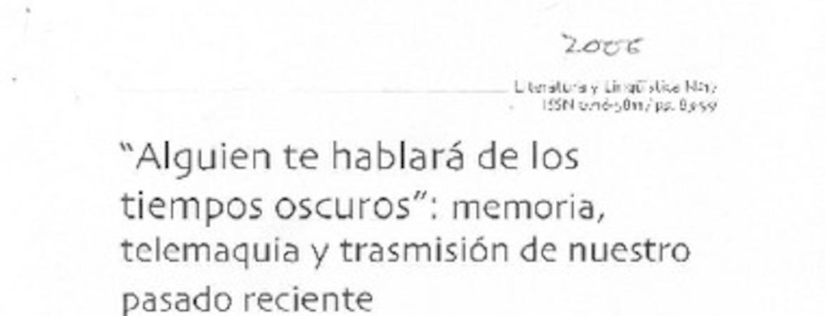 Alguien te hablará de los tiempos oscuros