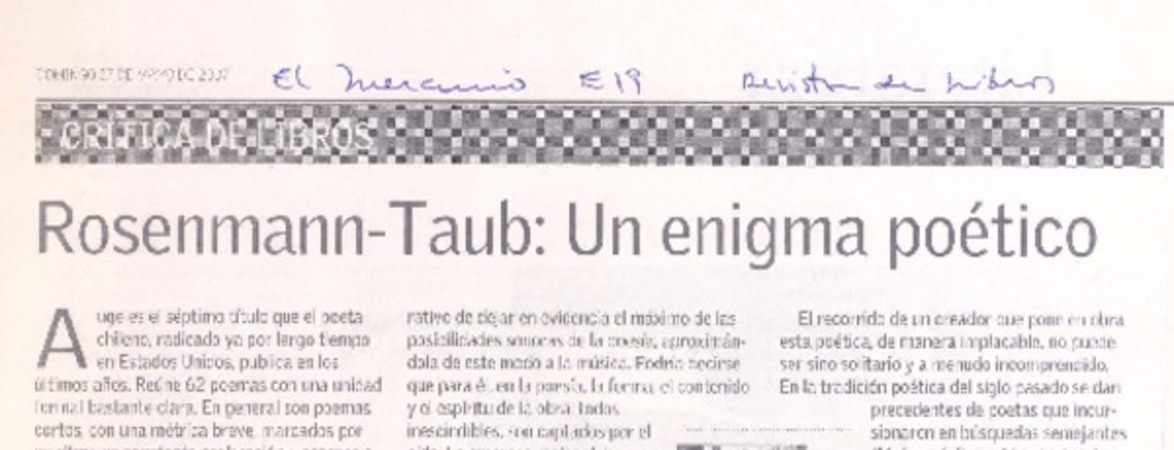 Rosenmann-Taub: un enigma poético