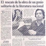 El recate de la obra de un genio solitario de la literatura nacional