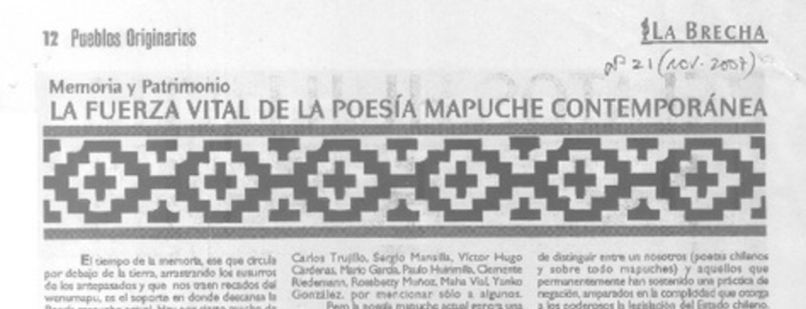 La fuerza vital de la poesía mapuche contemporánea