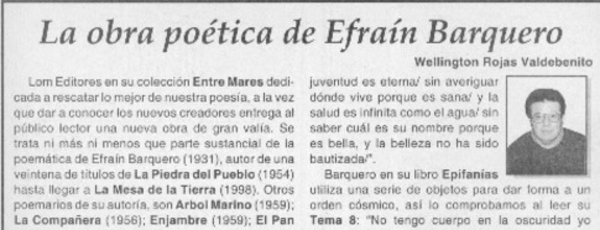 La obra poética de Efraín Barquero