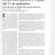 Los partidos políticos y el golpe de Estado del 11 de septiembre  [artículo] Manuel Loyola T.