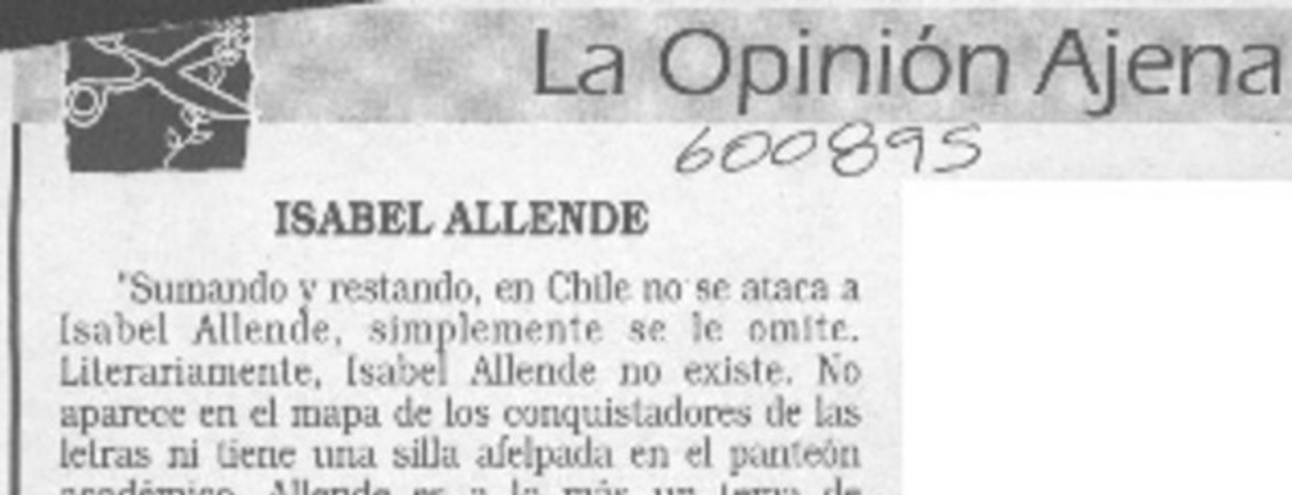 Isabel Allende  [artículo] Alberto Fuguet