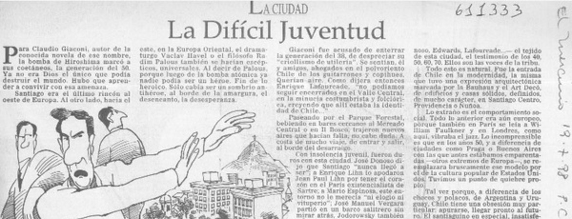 La difícil juventud  [artículo] Miguel Laborde