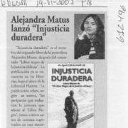 Alejandra Matus lanzó "Injusticia duradera"  [artículo]