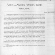 Adiós a Andrés Pizarro, poeta peregrino  [artículo] Manuel Silva Acevedo
