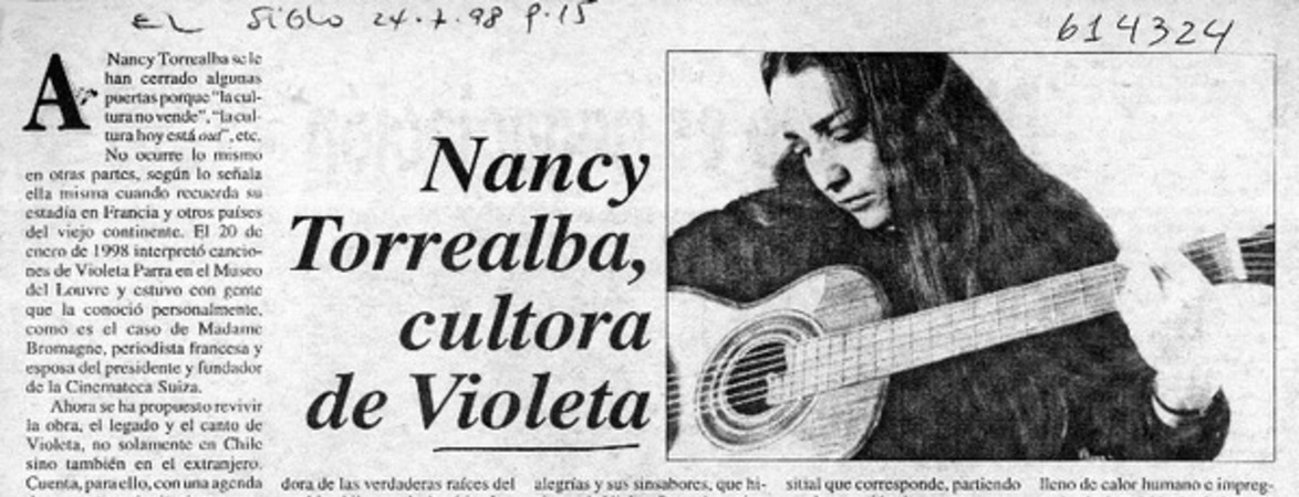 Nancy Torrealba, cultora de Violeta  [artículo] M. S.