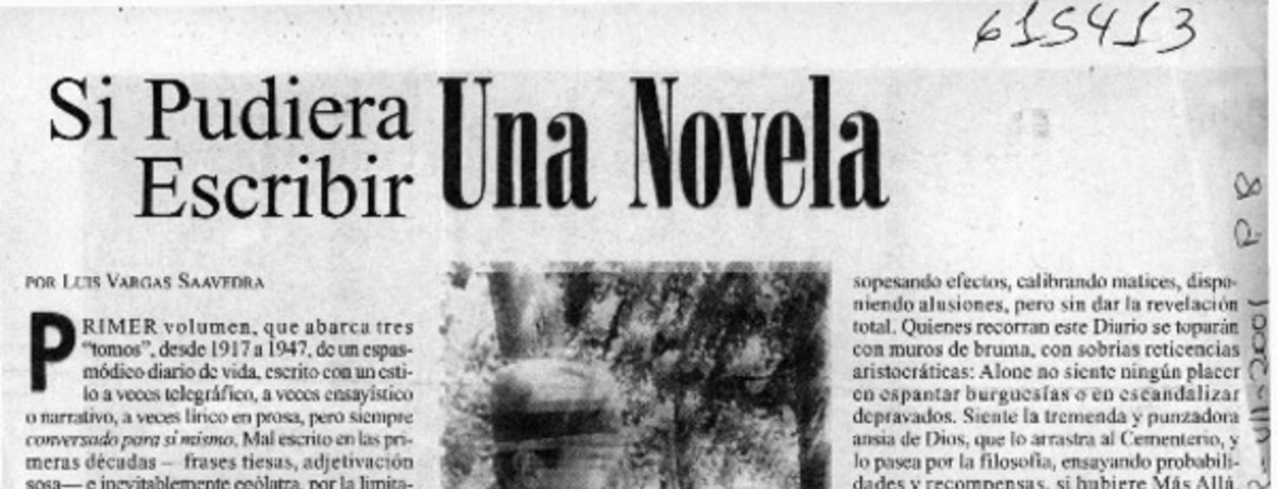 Si pudiera escribir una novela  [artículo] Luis Vargas Saavedra