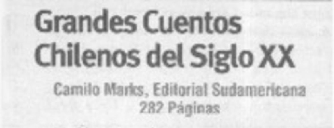 Grandes cuentos chilenos del siglo XX  [artículo]