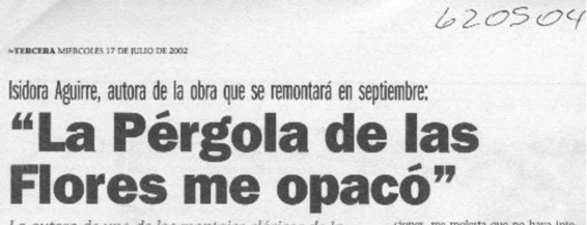"La pérgola de las flores me opacó"  [artículo] I. P.