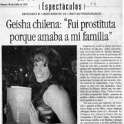 Geisha chilena, "fui prostituta porque amaba a mi familia"  [artículo]