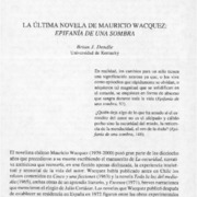 La última novela de Mauricio Wacquez, Epifanía de una sombra