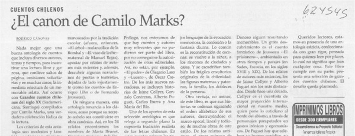 ¿El canon de Camilo Marks?