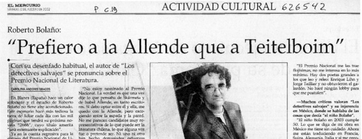 "Prefiero a la Allende que a Teitelboim"  [artículo] Carolina Andonie Dracos