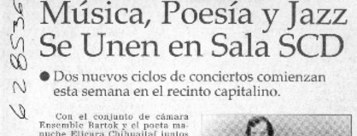 Música, poesía y jazz se unen en sala SCD  [artículo]