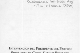 Intervención del Presidente del Partido Socialista de Chile, Camilo Escalona Medina, en la despedida de Clodomiro Almeyda  [artículo]