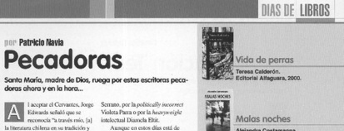 Pecadoras  [artículo] Patricio Navia