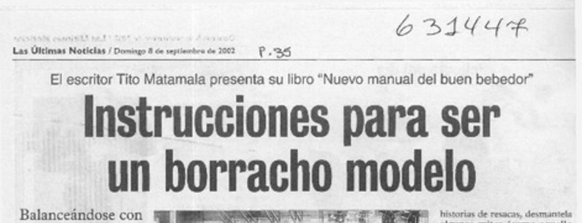 Instrucciones para ser un borracho modelo  [artículo] Rodrigo Castillo